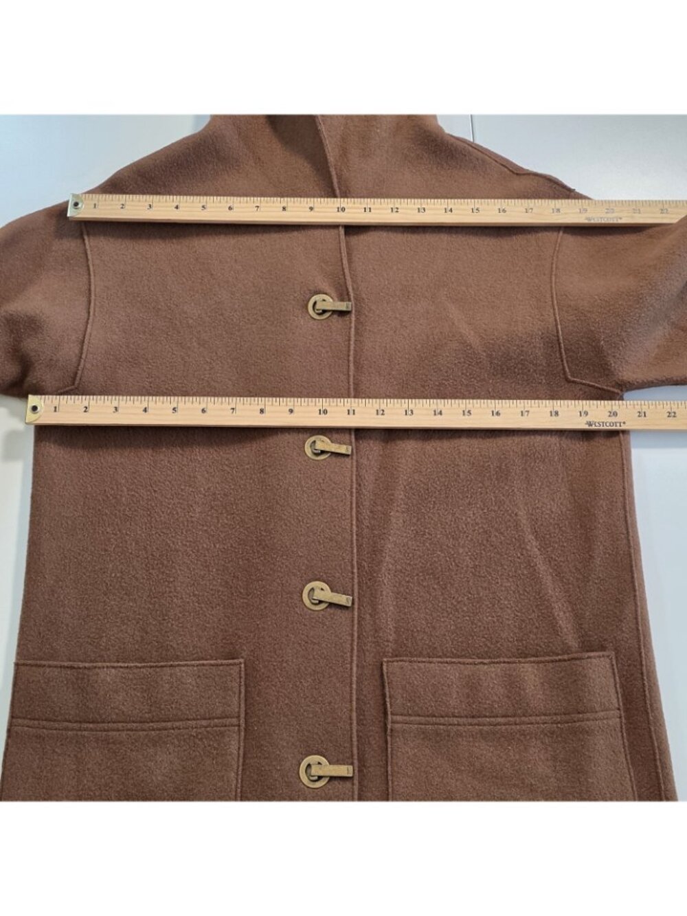 VTG Jones New York Signature Wool Blend Coat Womens S Hooded Camel Brown Clasp - Picture 5 of 16